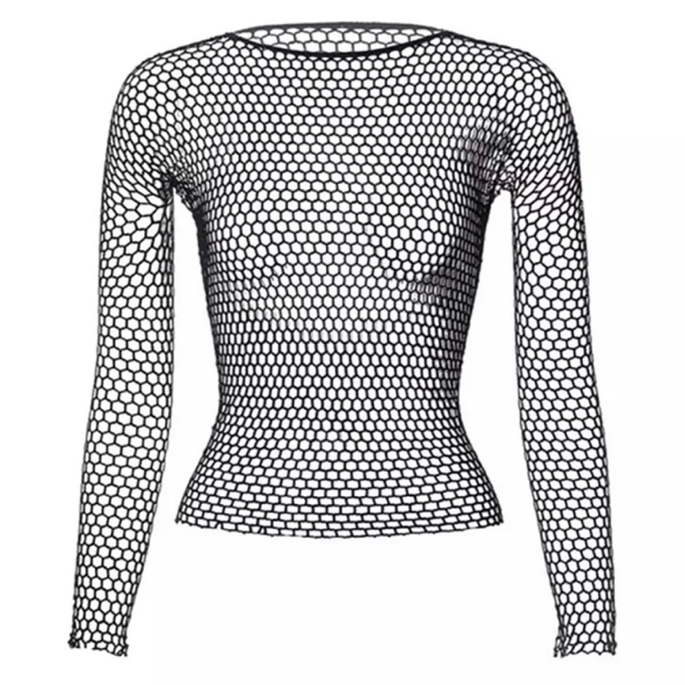 Black Long Sleeve fishnet Shirt